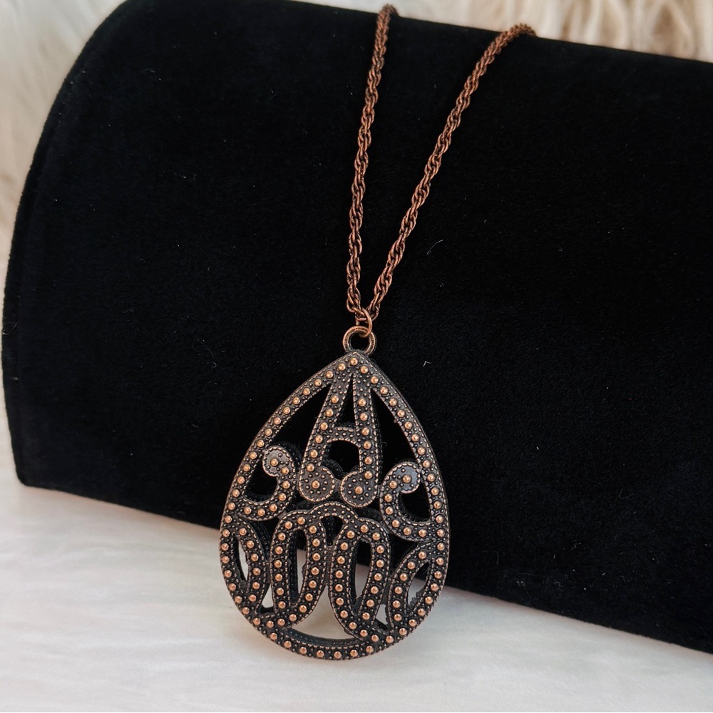 Bohemian chic, long Brown Teardrop Pendant Necklace - Picture 3 of 12